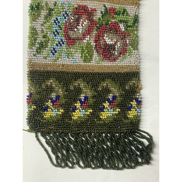 Antique Victorian Drawstring Beaded Purse 19th C. Art Nouveau Bag Glass - Picture 12 of 16